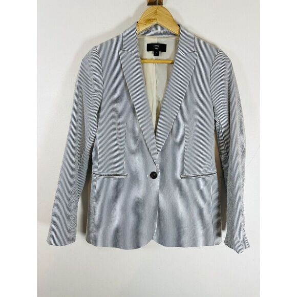 J.Crew Jackets & Blazers - J. Crew 365 Women's Blue & White Striped Seersucker Blazer Jacket Size 2